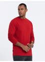 Ombre Clothing Pánské tričko BASIC s dlouhým rukávem a kulatým výstřihem - červené V5 OM-LSBL-0106