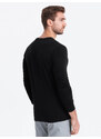Ombre Clothing Pánský dlouhý rukáv s elastanem a výstřihem - černý V3 OM-LSCL-0110