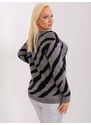 Fashionhunters Šedý dámský svetr nadměrné velikosti se zvířecím potiskem