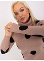 Fashionhunters Tmavě béžový viskózový svetr větší velikosti