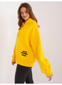 Fashionhunters Žlutá zateplená oversize mikina s kapucí a nápisem