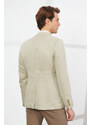 ALTINYILDIZ CLASSICS Men's Beige Slim Fit Slim Fit Mono Collar Patterned Linen Blazer Jacket