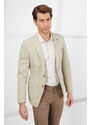 ALTINYILDIZ CLASSICS Men's Beige Slim Fit Slim Fit Linen Mono Collar Patterned Blazer Jacket
