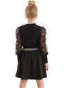 mshb&g Black Tulle Girls' Turtleneck Blouse and Skirt Set