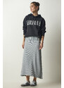 Happiness İstanbul Women's Stone Ribbed Knitwear Skirt