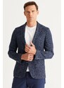 ALTINYILDIZ CLASSICS Men's Navy Blue-White Slim Fit Slim Fit Mono Collar Patterned Blazer Jacket