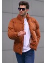 Madmext Men's Brown Nubuck Down Coat 6802