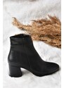 Fox Shoes Women's Black Crocodile Print Thick Heeled Boots