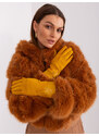 Fashionhunters Tmavě žluté elegantní dámské rukavice