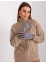Fashionhunters Šedé dámské rukavice s ozdobným páskem
