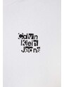 Dětská mikina Calvin Klein Jeans bílá barva, s potiskem