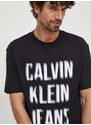 Bavlněné tričko Calvin Klein Jeans černá barva, s potiskem