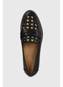 Kožené mokasíny Lauren Ralph Lauren Wynnie II dámské, černá barva, na plochém podpatku, 80292500000000000