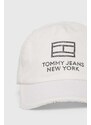 Bavlněná baseballová čepice Tommy Jeans bílá barva, s aplikací
