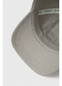 Bavlněná baseballová čepice Tommy Jeans šedá barva, s aplikací