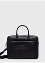 Kožená taška na notebook Tommy Hilfiger černá barva