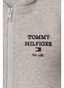 Dětská mikina Tommy Hilfiger šedá barva, s kapucí, s potiskem