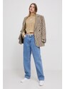 Bavlněný svetr Calvin Klein Jeans béžová barva, s golfem