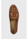 Kožené mokasíny Lauren Ralph Lauren Wynnie II dámské, hnědá barva, na plochém podpatku, 80292500000000000