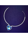 Preciosa rhodiovaný štrasový náhrdelník Corona, český křišťál, modrý