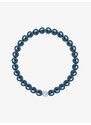 Preciosa perlový náramek Velvet Pearl, voskové perle, kovově modrý