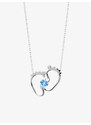 Stříbrný náhrdelník New Love, dětské nožičky s kubickou zirkonií Preciosa, akva