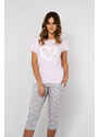Italian Fashion Dámské pyžamo Noelia, krátký rukáv, 3/4 nohavice - světle růžová/potisk