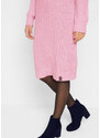 bonprix Pletené šaty s šálovým límcem Růžová