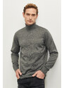 ALTINYILDIZ CLASSICS Men's Gray Melange Anti-Pilling, Anti-Pilling Feature Standard Fit Full Turtleneck Knitwear Sweater.