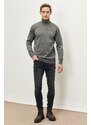 ALTINYILDIZ CLASSICS Men's Gray Melange Anti-Pilling, Anti-Pilling Feature Standard Fit Full Turtleneck Knitwear Sweater.