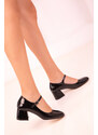 Soho Black Patent Leather Women's Classic Heeled Shoes 18447