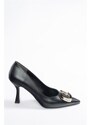 Fox Shoes Black Stone Detailed Women's Heeled Shoes