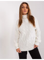 Fashionhunters Ecru dámský svetr s manžetami