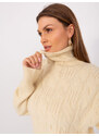 Fashionhunters Světle béžový dámský svetr s kabely