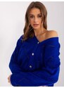 Fashionhunters RUE PARIS kobaltově modrý svetr s nízkým výstřihem