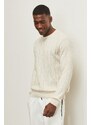 AC&Co / Altınyıldız Classics Men's Ecru Standard Fit Regular Cut Crew Neck Jacquard Knitwear Sweater