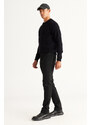 ALTINYILDIZ CLASSICS Men's Black Slim Fit Slim Fit Trousers with Side Pockets, Elastic Waist and Tie Down Trousers.