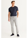 AC&Co / Altınyıldız Classics Men's Gray Slim Fit Casual Cut Jogger Pants with Tie Waist Side Pockets.