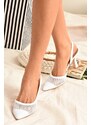 Fox Shoes White Mesh Detailed Heeled Shoes