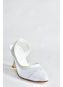 Fox Shoes White Mesh Detailed Heeled Shoes