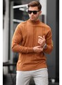 Madmext Light Brown Turtleneck Patterned Sweater 6825