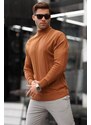 Madmext Light Brown Turtleneck Patterned Sweater 6825