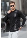 Madmext Black Zippered Polo Neck Knitwear Men's Sweater 6823