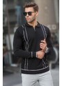 Madmext Black Zippered Polo Neck Knitwear Men's Sweater 6823