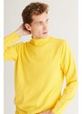 ALTINYILDIZ CLASSICS Men's Yellow Anti-Pilling Standard Fit Normal Cut Half Turtleneck Knitwear Sweater.