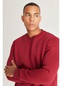 AC&Co / Altınyıldız Classics Men's Claret Red Standard Fit Normal Cut Inner Fleece 3 Threads Crew Neck Cotton Sweatshirt.
