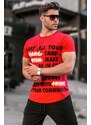 Madmext Text Detailed Red T-Shirt 3096