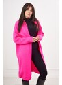 Kesi Kardiganový svetr s kapucí, růžový neon