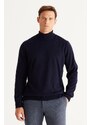 ALTINYILDIZ CLASSICS Men's Navy Blue Anti-Pilling Standard Fit Normal Cut Half Turtleneck Knitwear Sweater.