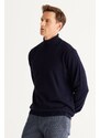 ALTINYILDIZ CLASSICS Men's Navy Blue Anti-Pilling Standard Fit Normal Cut Half Turtleneck Knitwear Sweater.